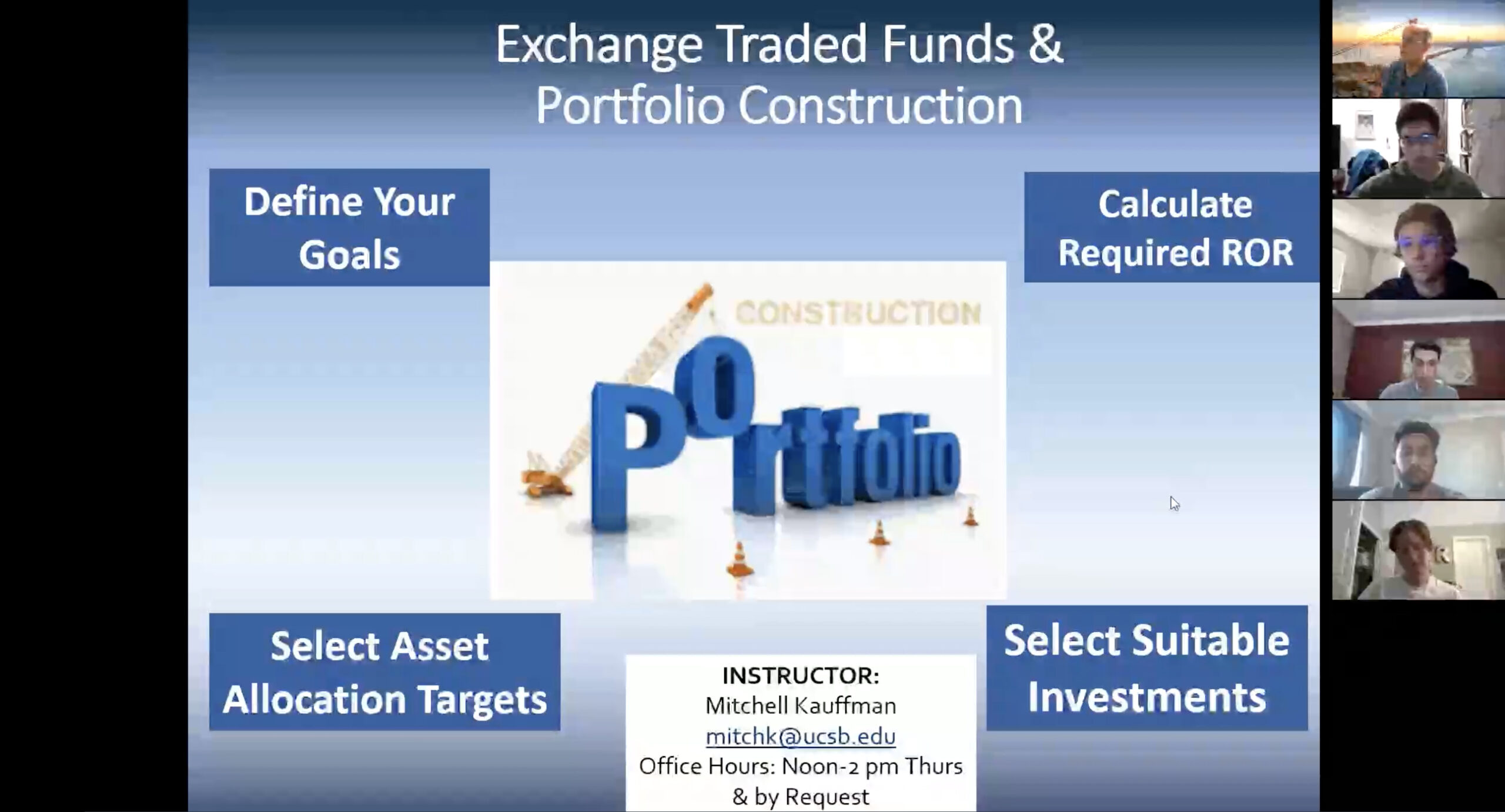 ETF’s & Portfolio Construction Class 1 Video